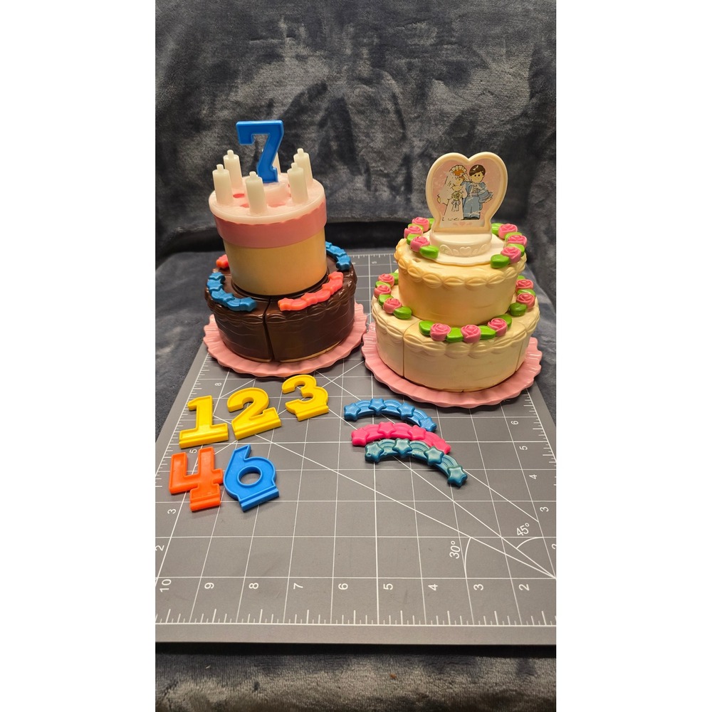 Vintage 1987 Fisher-Price Fun with Food Birthday & Wedding Cake Play Set 2108